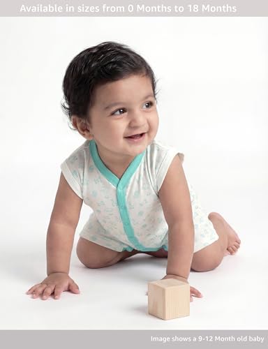 Image of Amazon Brand - Symbol Unisex 100% Cotton Half Sleeve Baby Rompers (Available in Pack of 3 & 6)