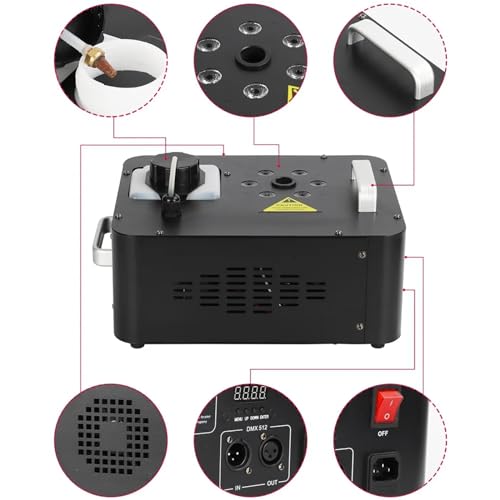 Máquina de humo TsoLay para escenario, 1200W, pulverización vertical, con 6 luces LED RGB y control remoto, para fiestas, Halloween y efectos de escenario miniatura 6