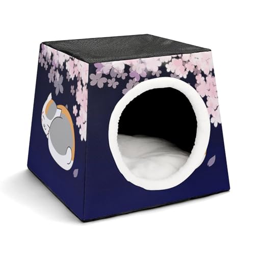 夏目友人帳 ニャンコ先生 猫ハウス 猫ベッド 小型犬小屋 ドーム型 ペットハウス ペットベッド 室内 犬ハウス 犬ベッド 夏冬両用 クッション型 ふわふわ暖か 折りたたみ 3way クッション 取り外し可能 いぬ ねこ 滑り止め 洗える (style-6)