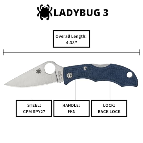 Spyderco Ladybug 3 Folding Pocket Knife with 1.9" CPM SPY27 Steel Blade and Cobalt Blue FRN Handle - EDC Knife for Men and Women, Perfect for Hunting, Tactical, Camping, Survival - PlainEdge - LPCBL3 - Image 5