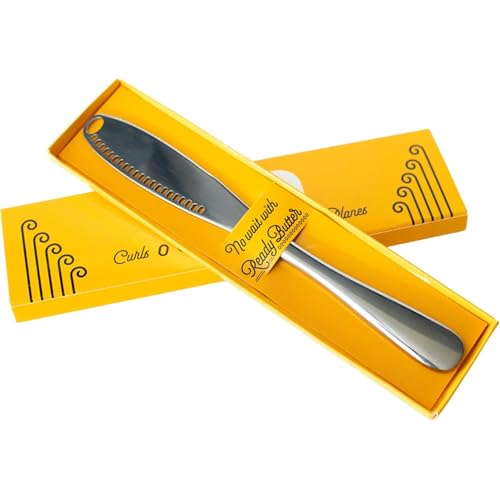 image for Houseify Ready Butter 3-in-1 Knife, Stainless Steel Serrated with Hole