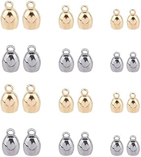 UNICRAFTALE about 30pcs 3/4/5mm 2 Colors Environmentally Stainless Steel Barrel End Cap Metal Cord End Caps Cord Caps Leather Cord Ends Bead Caps for DIY Jewelry Making