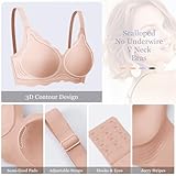 Ganado Seamless Non Wired Bras for Women Wireless Support Push Up Bra for Large Breasts Comfort Soft Padded Ladies Bras Scalloped T Shirt Sleep Bralettes with Extra Extender (#1 Pink,2XL) - Image 4
