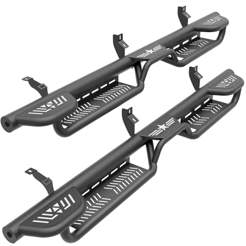 SOENBOO Three Raised Steps Crew Cab Running Boards Compatible for
