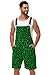Women St Paddys Denim Shorts Rompers Men Shamrock Side Buttons Bib Coveralls Irish Clover Party Casual Jumpsuits with Pockets L
