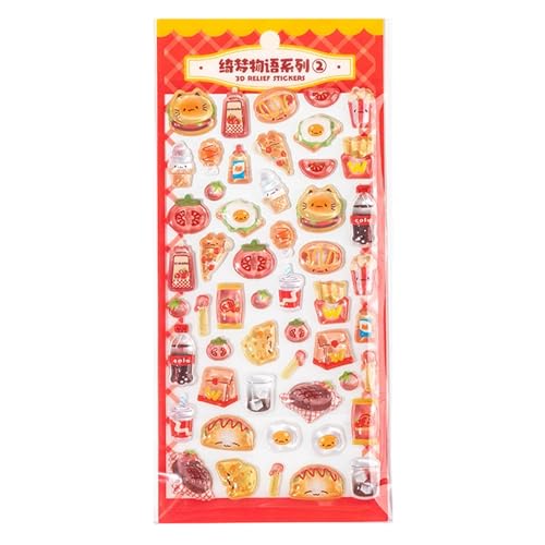 Rechory Calcomanías 3D para funda de teléfono, mini calcomanías de dibujos animados, decoración de cuadernos, manualidades, fiestas, reuniones, diario, cuaderno, aula, álbum de recortes
