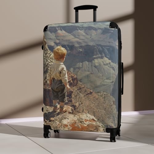Kid On Cliff - Premium Travel Suitcase4