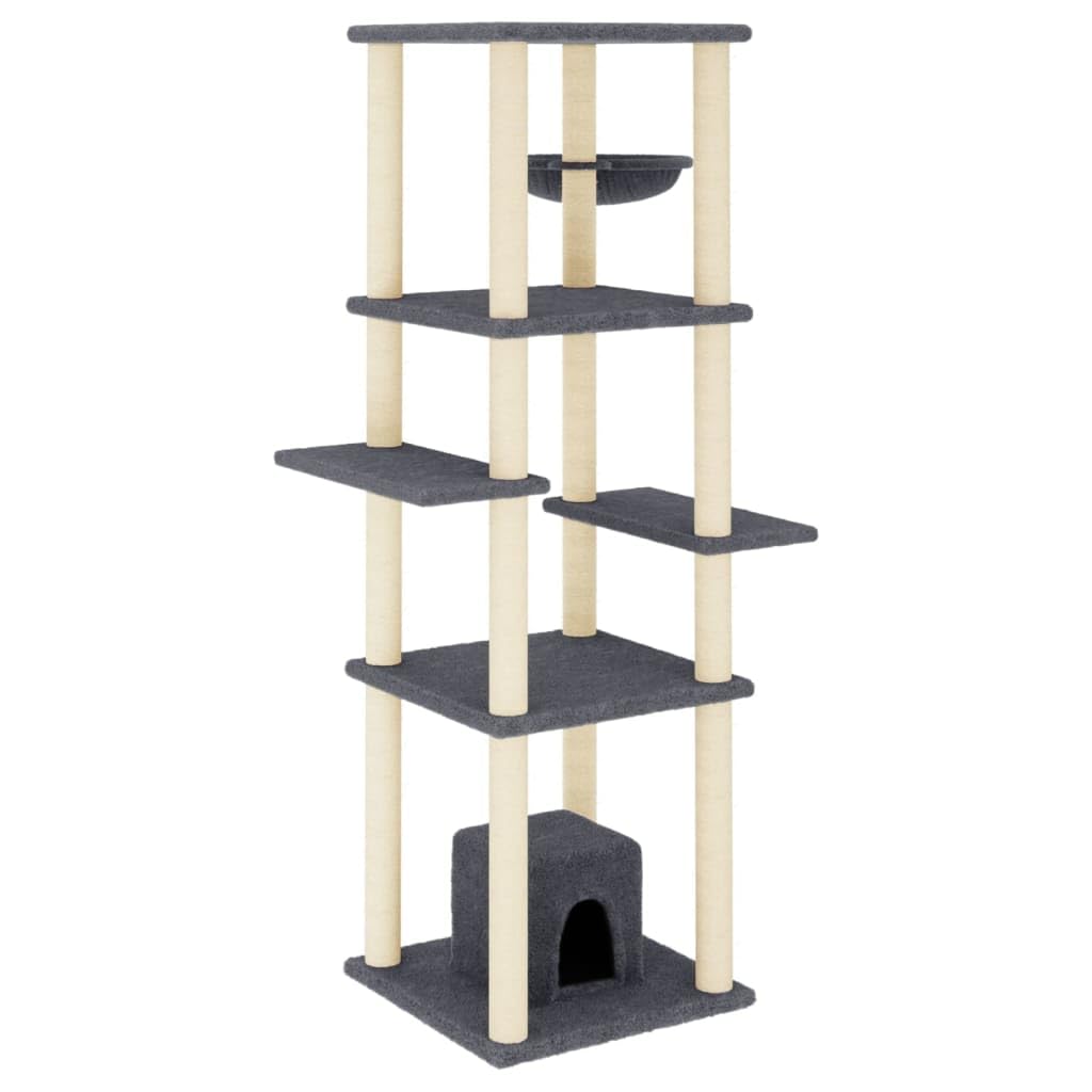 Tiragraffi con palo tiragraffi in sisal grigio scuro 154 cm, giocattolo per gattigio scuro 154 cm, giocattolo per gatti, giocattolo per gatti, tiragraffi per gatti, modello tiragraffi 172057