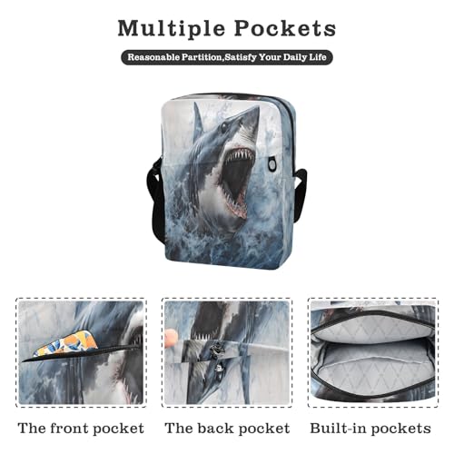 crossbody messenger bag mens crossbody bag small Women's Cross Body Purse Adjustable Strap for Shopping Shopping- Shark Blue2