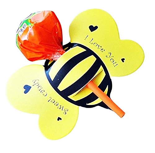 Bijenlollyhouder - lolly - papier - geschenken - chupa chups - feest - einde - kinderen - verjaardag - origineel cadeau-idee - pak van 50
