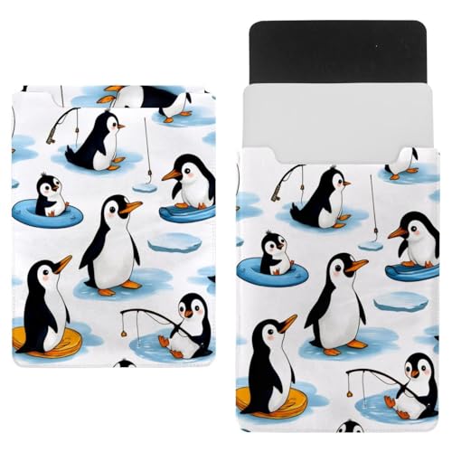 Funda para portátil de 35.1 x 25.9 cm con diseño de pingüinos en el hielo