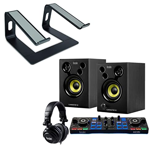 Hercules DJ Starter Kit 2-Deck USB DJ Controller Set Incluye Cajas y Auriculares + Soporte para...