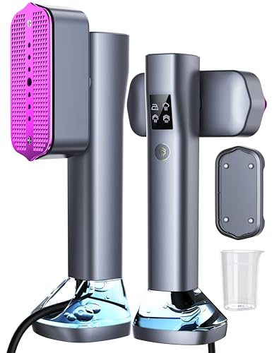 Steamer for Clothes,Portable Handheld Garment Steamer, 200ml Capacity,1000W 15s Fast Heat-UP, Leak-Proof Fabric Wrinkle Remover Ceramic Panel, 2-in-1 Dry & Wet Iron for Home and Travel- Gray&Purple