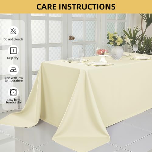 Image of 2-Pack 90x156 inch Beige Table Cloths, Solid Stain and Wrinkle Resistant Oblong Tablecloth, Premium Plain Weave Polyester Fabric Rectangle Table Linen Covers for Hotel, Banquet