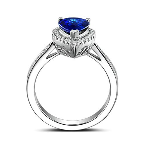 Promise Rings for Her | Real Sterling Silver Ring with Pear Cubic Zirconia Blue for Women4