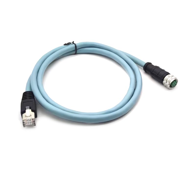 32.8ft M12 8 Pin to RJ45 High Flex Cat6 Industrial Ethernet Cable, M12 8 Pin A Code Female to RJ45 Male Connector Cable Shielded Field Wireable Cable Assembly for Automation Application 10Meter