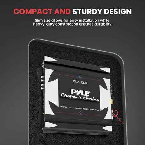 Pyle 2 Channel Car Stereo Amplifier- 1400W Dual Channel Bridgeable High Power MOSFET Audio Sound Auto Small Speaker Amp w/ Crossover, Bass Boost Control, Gold Plated RCA Input Output, Black - PLA2200 - Image 4