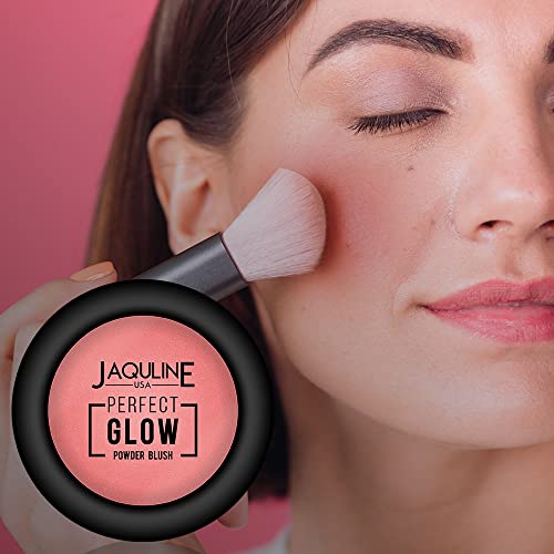 Image of JAQULINE USA Perfect Glow Powder Blush | Highly Pigmented, Soft & Lightweight Formula | Blends Effortlessly | Lasts All Day | Vegan & Paraben-Free | SUNSET HUE, 5g