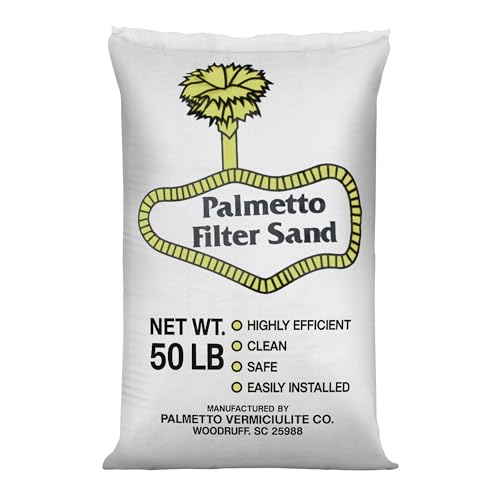 Palmetto Swimming Pool Filter Sand, 50 lb Bag – Natural Silica for Residential & Commercial Filtration Pump Systems – Screens Leaves, Oils, Dust & Hair for Clean and Clear Water