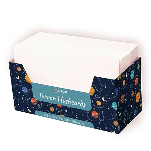 Image of Turron Unpunched Blank Index Flash Cards (150, White, 3 x 5 Inch, Dotted)