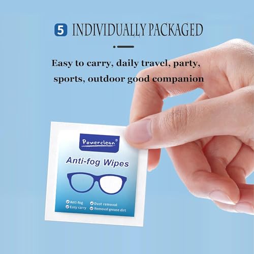 Image of 100Pcs Anti-Fog Wipes for Glasses - Individually Wrapped, Pre-Moistened Lens & Screen Cleaner Wipes for Glasses, Laptops, Phones, Monitors, and Camera Lenses