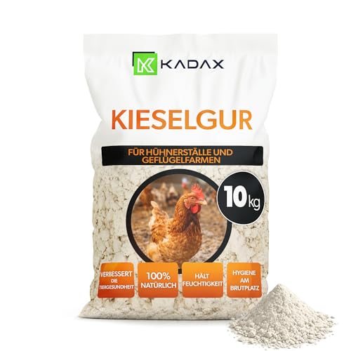 KADAX Kieselgur 10kg für Hühner Diatomeenerde als feines Pulver zur natürliche Stallhygiene & effektiver Milbenschutz im Hühnerstall Kieselerde gegen Milben