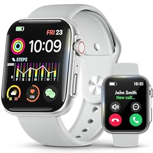 Smart Watch for Men Women [49mm], Answer/Make Call, 120+ Sports Modes Fitness Tracker, 24/7 Heart Rate/SpO2/Sleep Monitor, Step Calorie Counter, Water Resistant Smartwatch for iOS & Android (Silver)