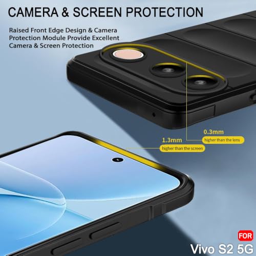 Image of TheGiftKart Liquid Silicon Back Cover Case for Vivo S2 5G | ShockProof Military Grade Protection | Micro-Fibre Cloth On Inner Side | Built-In Anti-Slip Grip Back Cover Case for Vivo S2 5G (TPU, Black)