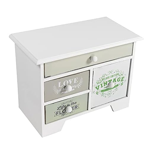 Mini cómoda de estilo vintage con 3 cajones + 1 alargada