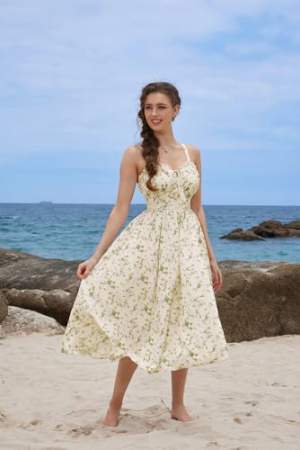 Image of Scarlet Darkness Summer Dresses for Women 2026 Floral Corset Dress Long Milkmaid Dress with Pocket