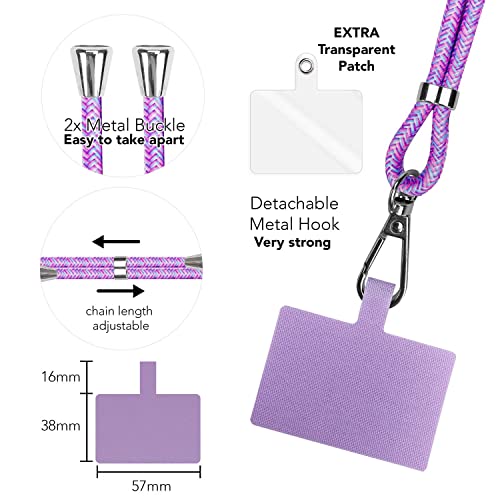 NALIA Colorful Universal Lanyard Phone Case Strap, Adjustable Cord 160 CM Nylon Crossbody Cell Phone Holder - Image 3