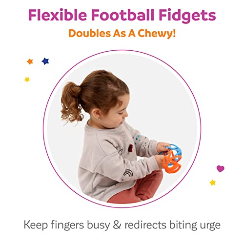 Fun And Function Grip It Football Chewy & Fidget Set - Kid & Toddler Chew Toy - Sensory Chew Toys For Kids - Oral Chew Toys For Sensory Kids - Oral Sensory Toys, Sensory Chew For Kids & Babies, 2 Pack #TOP1