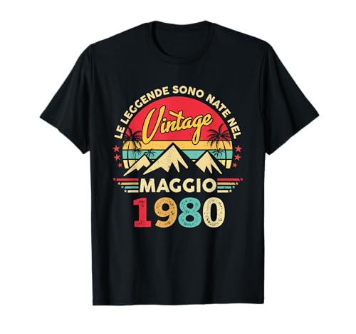 46 Anni Compleanno Uomo Donna Regalo Maggio Vintage 1980 Maglietta