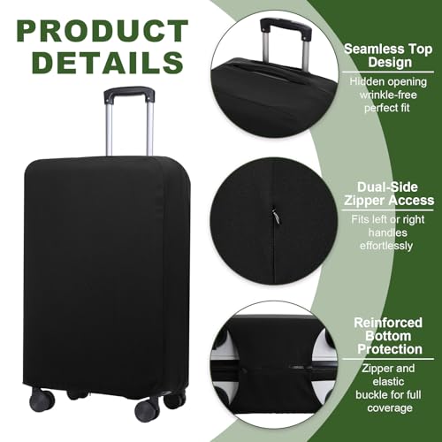 PATIKIL Luggage Cover, Suitcases Covers Elastic Carry on Cover Protector Washable Scratch-Resistant Fits 19-21 Inch Luggage for Travel Business Trips, Black3