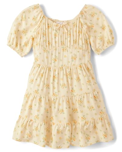 The Children's Place,Girls,Casual Tiered Dress,Short SleeveVanilla Wafer,XX-Large