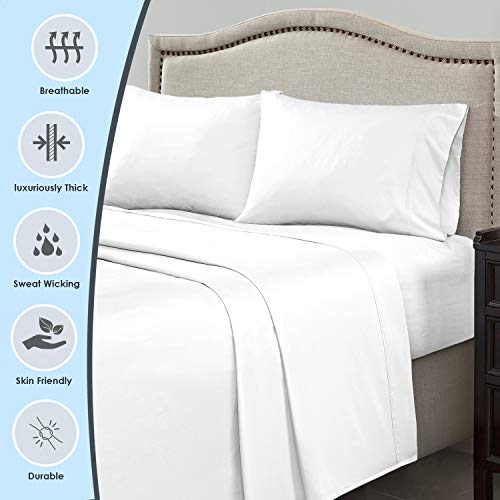 1000 Thread Count Luxury White Queen Sheets, 100% Long Staple Combed Cotton Sheets, Smooth Sateen Queen Hotel Bed Sheets with Deep Pockets fit Upto 15 inch (White 1000 Thread Count Sheets Queen) - Thumbnail 4