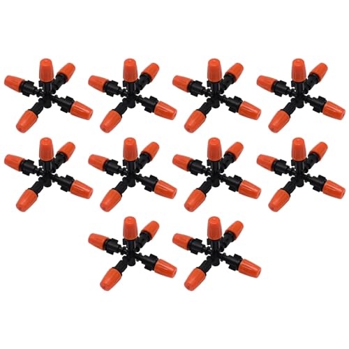 VIKKSAER 10 Pack 1/2 inch Garden Irrigation Sprinklers Head, Five Head Misting Spray Nozzle, 360° Micro Drip Irrigation Parts for Patio, Lawn, Micro
