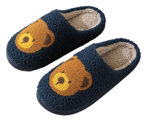 Bear Slippers Women Men Fuzzy Cute House Bedroom Shoe Fluffy Warm Fleece Home Slipper Non Slip Plush Wool Lined Memory Foam Winter Indoor
