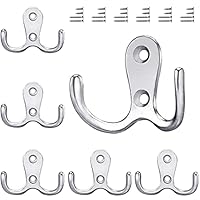 Gorffy Door Hooks, Silver Coat Hooks with 40 Screws, Retro Black Coat Hooks for Door & Wall, Heavy Duty Metal Door Hooks Screw in for Hanging Robe, Towel, Coat, Bag, Hat & Scarf