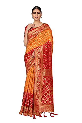 Image of Monjolika Fashion Women's Pure Kanjivaram Style Banarasi Soft Silk Saree With Blouse For Wedding