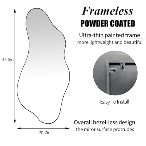 DAOYIJIAJU Irregular Frameless Mirror, 47.2"x21.6" Asymmetrical Aesthetic Wall Mirrors, Modern Organic Shape Mirrors for Living Room Bedroom Entryway Hallway, Horizontal or Vertical Hanging — view 5