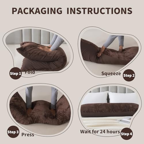 WhatsBedding Memory Foam Body Pillow with Plush Fuzzy Cover, Full Body Pillow for Adults, Long Pillow for Sleeping, Soft Pillow Fluffy Supportive