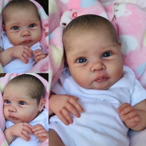 Lonian 20 Zoll bereits bemalte fertige Reborn-Baby-Puppe, lebensechte, weiche Berührung, 3D-Haut, bemaltes Haar sichtbar (Blue Eyes) – Bild 6