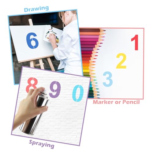 Wanmu 20 Stück 3 und 4 Inch Zahlen Schablonen, Wiederverwendbar Zahlenschablonen von 0 bis 9, Kunststoff Digitale Sprühschablonen für Hausnummern, Parkplatzmarkierung, Briefkästen, Adressen