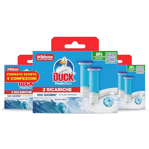 Duck Fresh Discs - Dischi gel igienizzanti WC, Fragranza Brezza Marine - Formato Scorta da 6 Ricariche, 36 Dischi Gel Igienizzanti WC