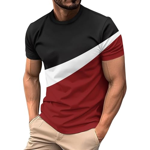 Ofertas Flash con Estampada Camiseta Trabajo Hombre Poliester Baratas Pack Manga Corta Camisa Tshirt Basicas Camisetas Manga Corta Vino Ropa de Trabajo para Hombre Vino M