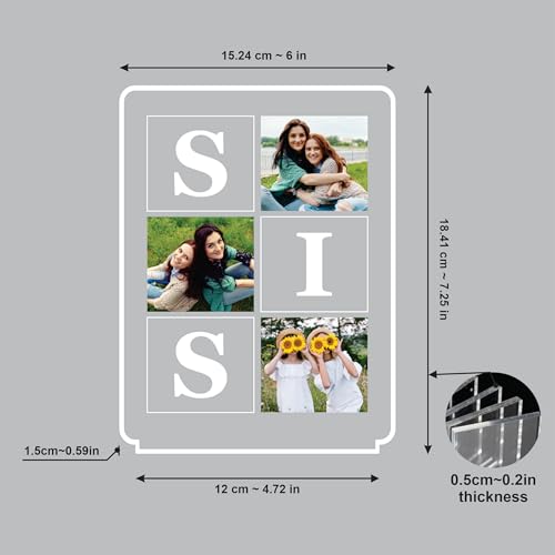 Image of Giftplease Personalised Photo Acrylic Frame with Wooden LED Base - Custom Picture Desk Display, Collage & Initials Text, Unique Raksha Bandhan Gift for Sister, Anniversary & Birthday Keepsake Decor