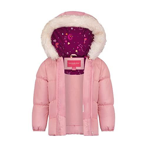 Image of LONDON FOG Baby Girls' Toddler Water Resistant Two-piece Winter Snowsuit - Includes Snowsuit + Hooded Fleece Lined Jacket
