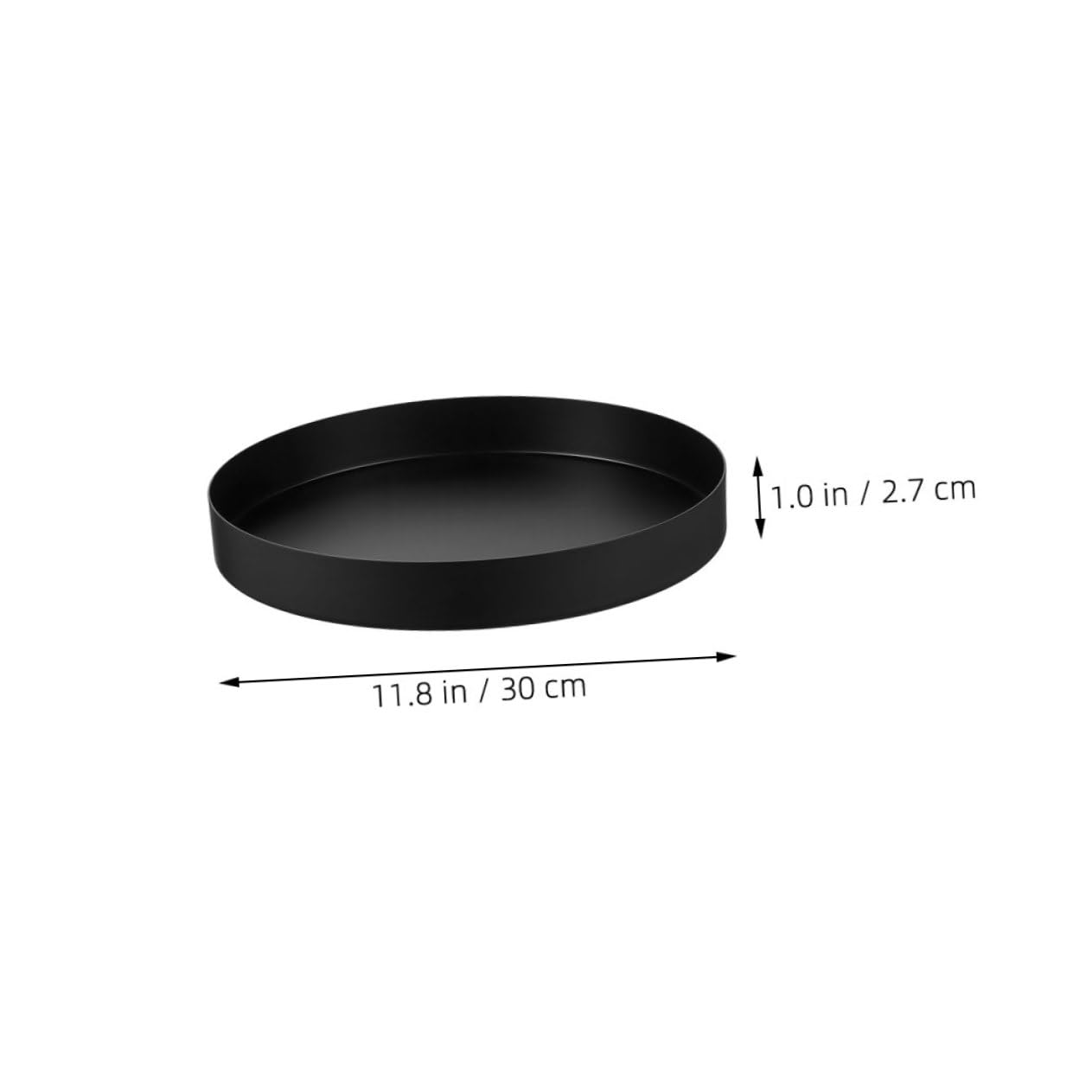 MAGICLULU Vassoio Robusto Rotondo Decorativo o Acciaio e Inossidabile in Nero, Elegante per Snack e Frutta su Tavolo Comodino