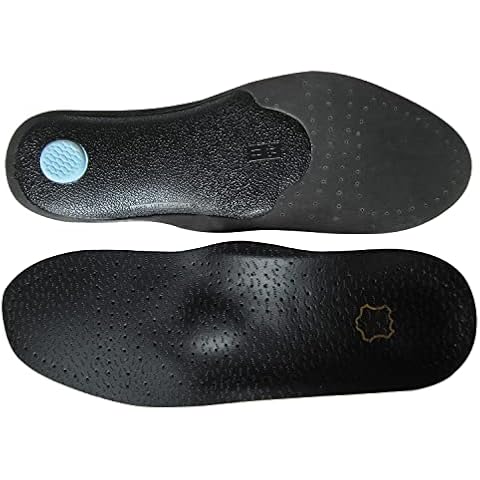 Bellcon Black Leather Insoles for Men Orthotic Insoles for Flat Feet Plantar Fasciitis Thin Shoe Soles for Arch Support Shoe Inserts Cushion Pad for Metatarsal Pain Relief, Mens 10.5-11 M US Cover